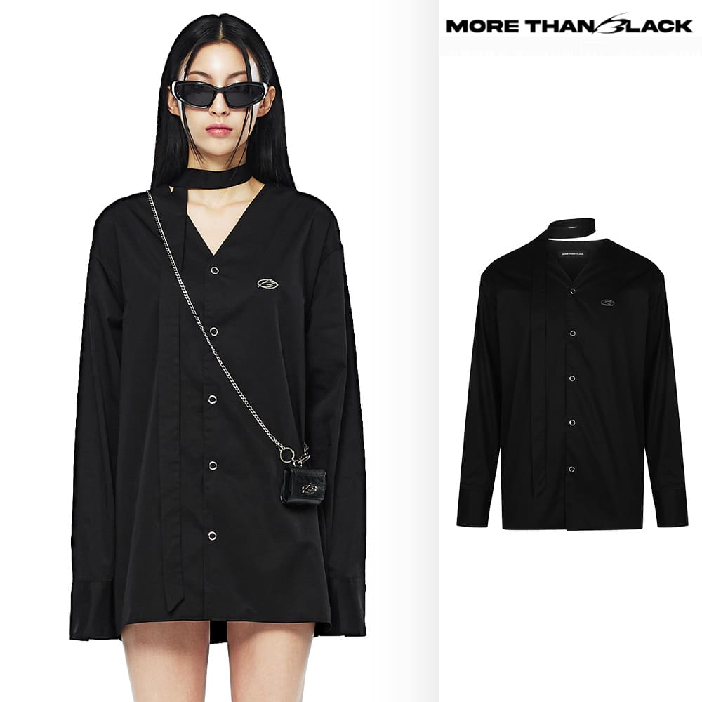 [MORE THAN BLACK] LOGO CARDIGAN SHIRT