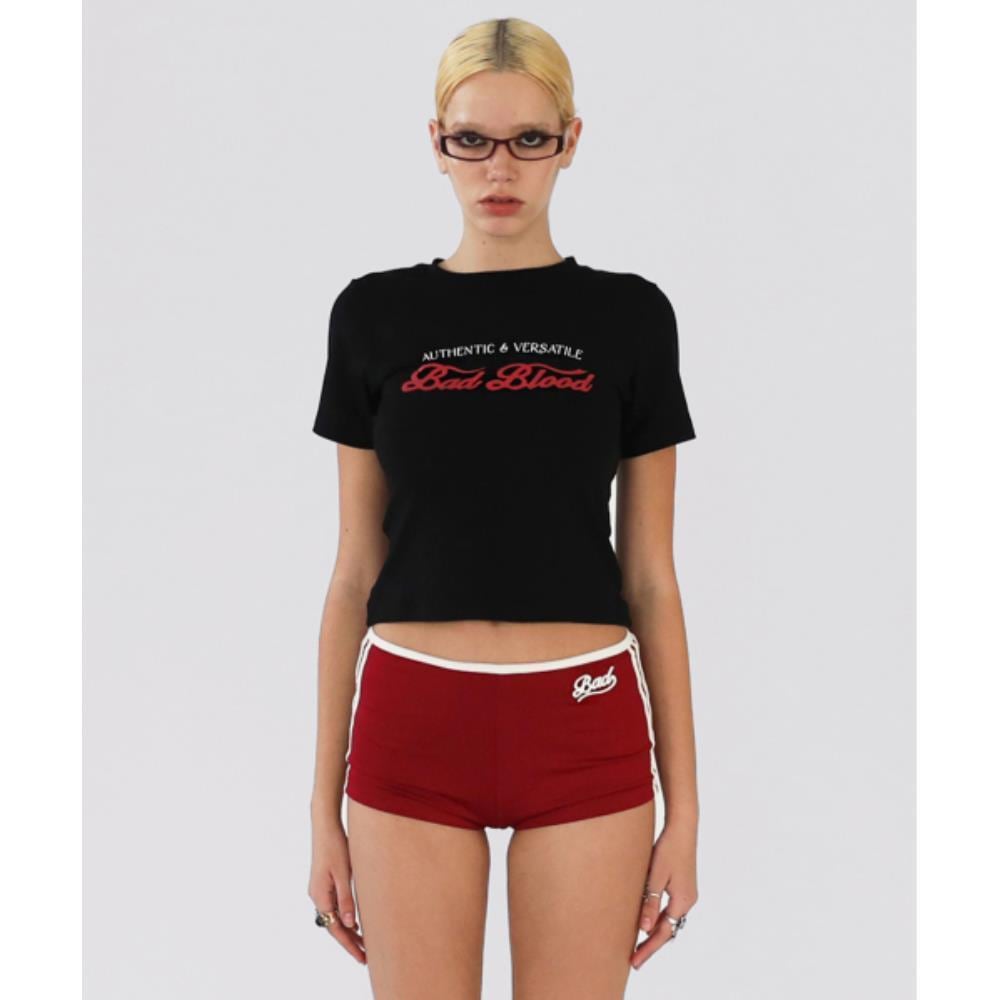 BADBLOOD Script Logo Slim T-Shirt Black w-tee24-052