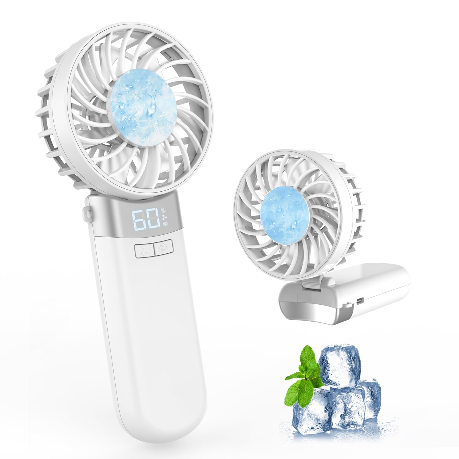 【2025新登場 -25℃瞬間冷却】ハンディファン 冷却プレート 搭載 （独自開発イオン発生 アロマ対応 空気清浄） LEDディスプレイ表示 冷却ファン 手持ち扇風機 携帯扇風機 5000mAh 大容