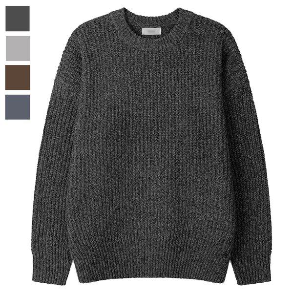 男性ベスタぼかしラウンド長袖ニット SG-KN-Q082-チャコール