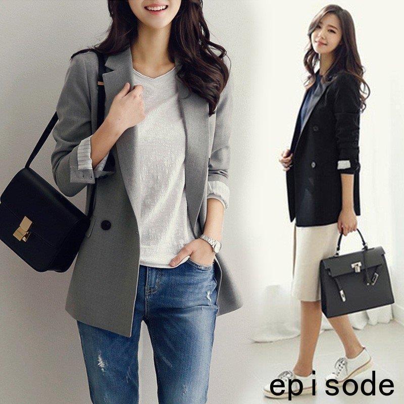【急速出荷 2025年新作】スーツジャケット レディース 春秋 テーラードジャケット ピーコート 通勤 無地 韓国風 ミドル丈 テーラードジャケット アウター 新作 ビジネス おしゃれ 入学式