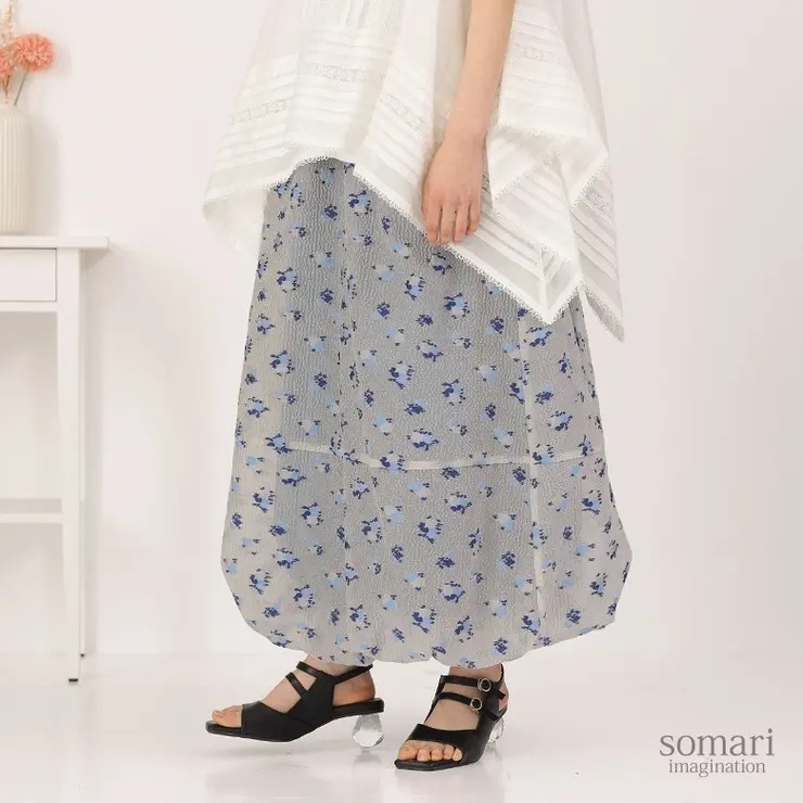 somari imagination花柄シアーバルーンスカート