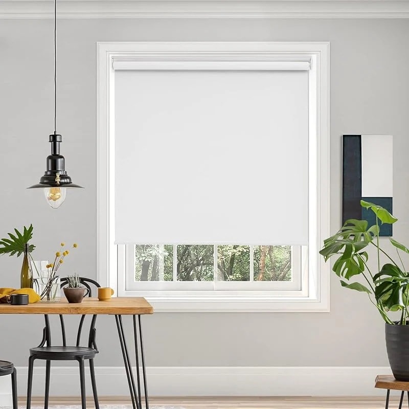 Deconovo プルコード式 ロールスクリーン 幅90cm 丈220cm ホワイト ロールカーテン 1級遮光 100%遮光 保温 断熱 遮熱 防音 防寒 UVカット