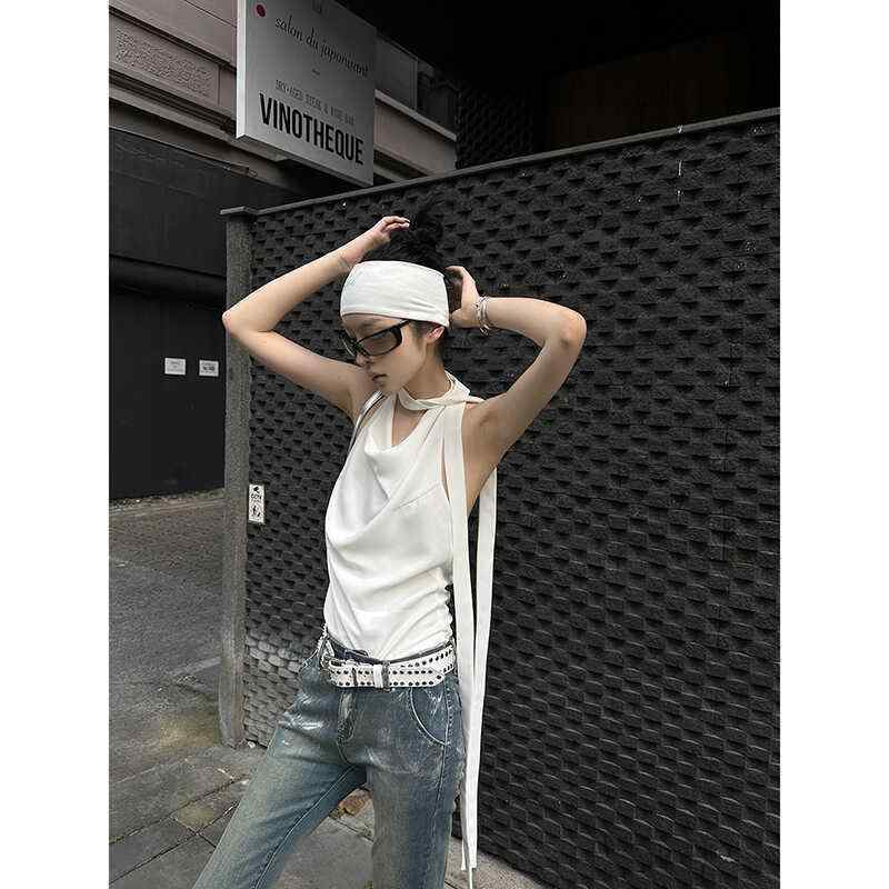 ホルターネック レディース トップス ホルターネック レディース トップス Fanptntox ホット ガール スイング カラー ノースリーブ ホルターネック レースアップ ベスト レディース 夏用