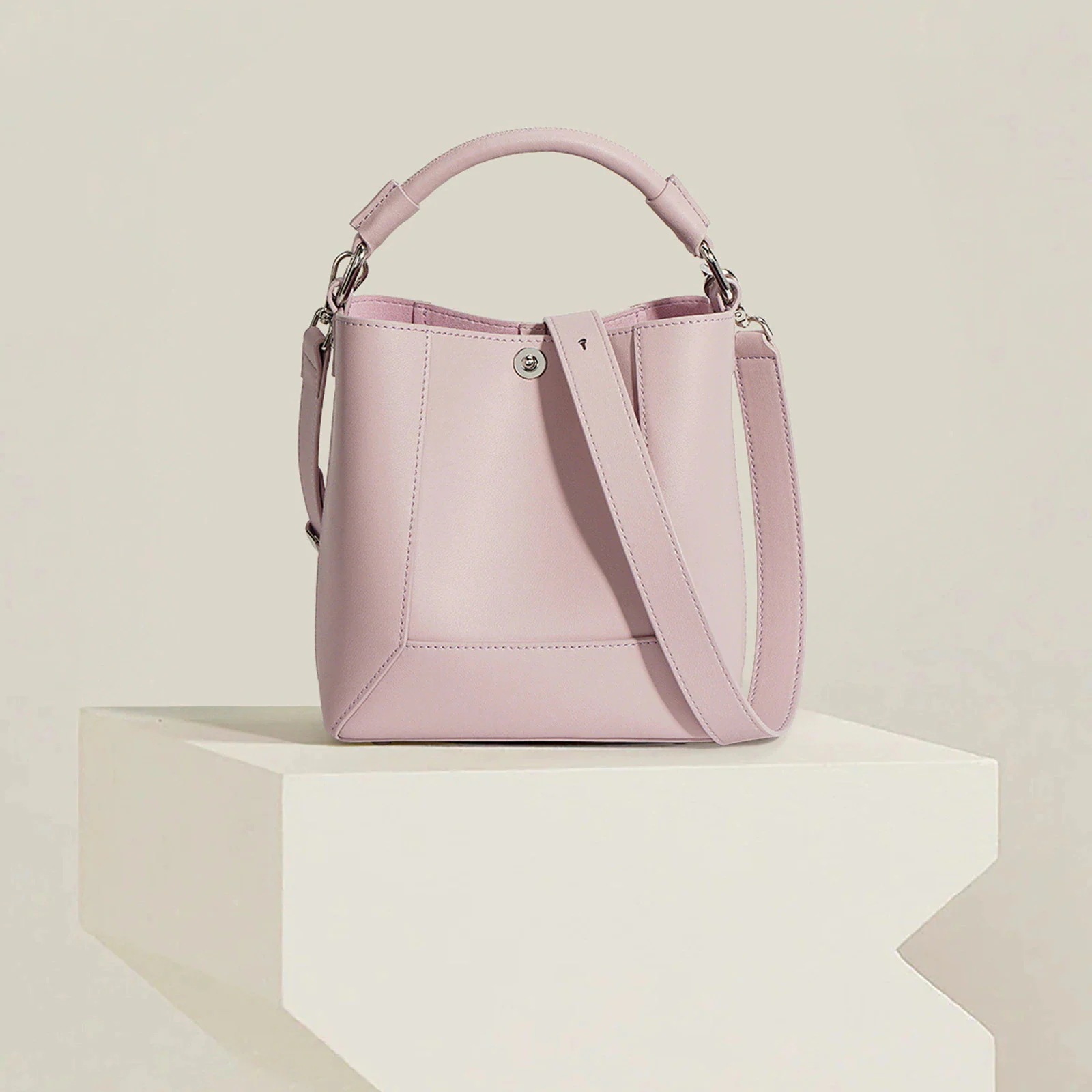 2024春夏新作本革百合子母カバン手持ちシングル肩斜めショルダーバケツバッグレディース