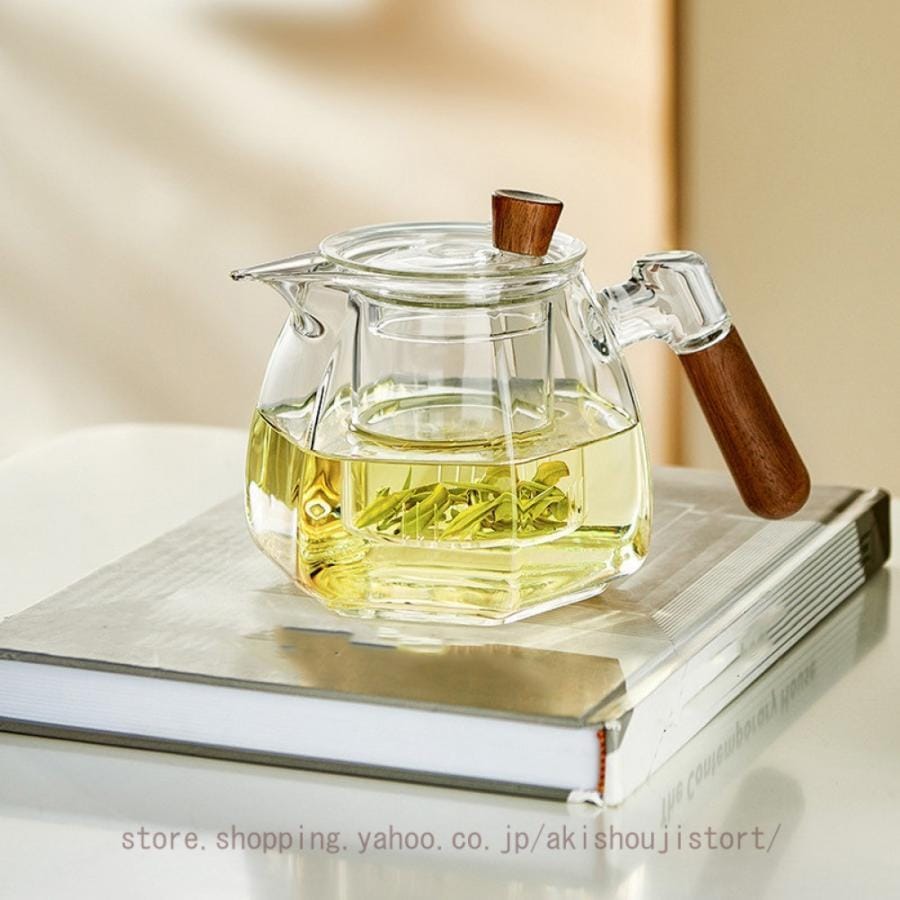 耐熱ガラス ティーポット 持ち手 冷水筒 紅茶ポット フルーツティー リーフティー 花茶 工芸茶 ガラス製ポット ガラス 透明 おしゃれ ウォーマー 業務用