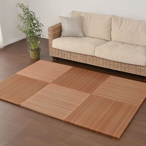 【メーカー直送品】萩原 【12枚組】置き畳フラッタ 王騎 約65×65×2.5cm ブラウン