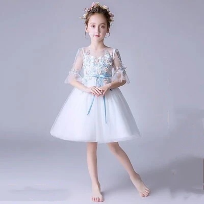 子供ドレス 結婚式 刺繍花柄 姫様ワンピース キッズフォーマルドレス ピアノ演奏会フラワーガール パーティー 七五三 入学式 ジュニアドレス110160cm