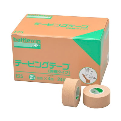 他サイト： ニチバン バトルウィン テーピングテープ(伸縮) 24巻入り 25mm×4m(伸長時) E25の商品画像
