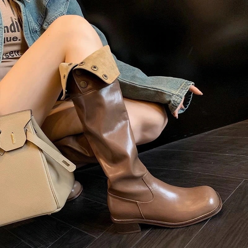 ロングブーツが復活! 秋冬ファッション レディースブーツ シンプル ブーツ 身長アップ 美脚 ブーツ 厚底シューズ フラットシューズ ニーハイブーツ オーバーザニ ブーティー 美脚 歩きやすい