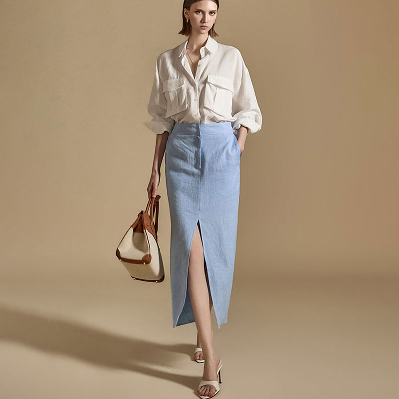 リネン スリット スカート