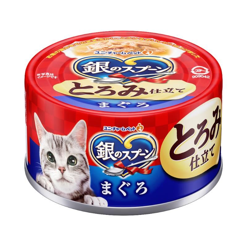 （まとめ買い）銀のスプーン 缶 とろみ仕立て まぐろ 70g 猫用フード [x24]