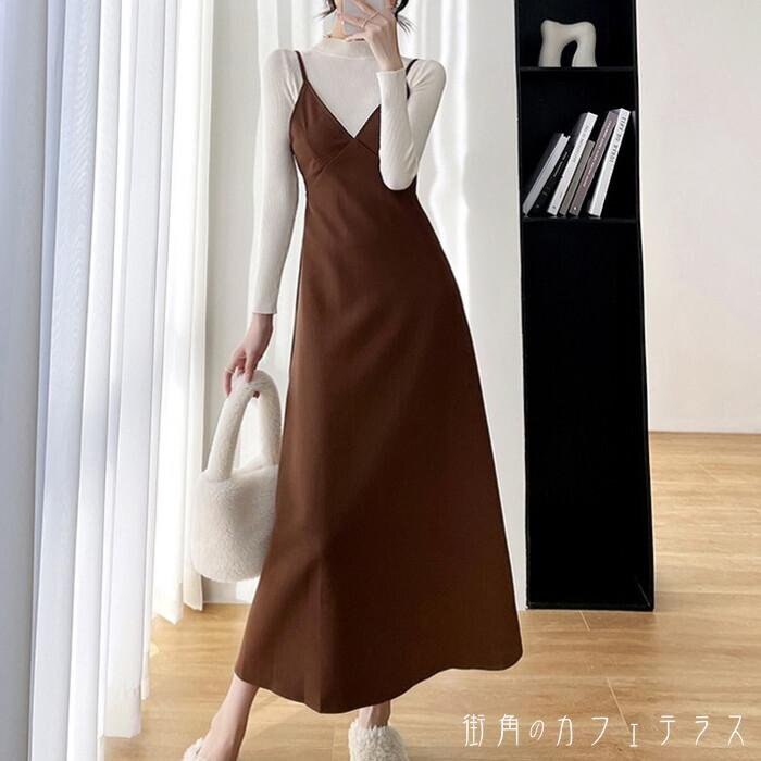 ワンピース レディース キャミワンピース キャミワンピ フレア ロングワンピース ロング丈 マキシワンピース マキシ丈 Vネック 深Vネック ハイウエスト ゆったり 体型カバー 着痩せ 4,910円