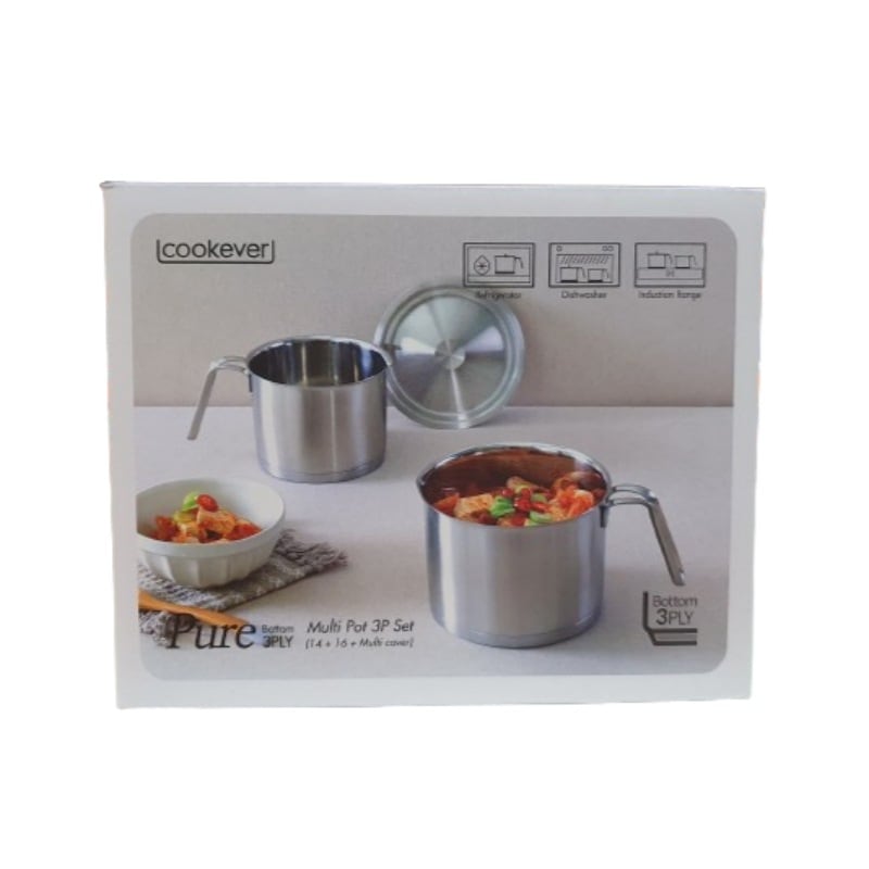 クックエバー マルチポッドセット 3P 14+16cm 兼用フタ