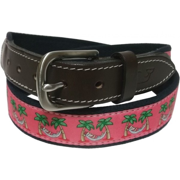 ヴィニヤードヴァインズ 本革製 レザー 布ベルト アメリカ製 ピンク vineyard vines VV4-047