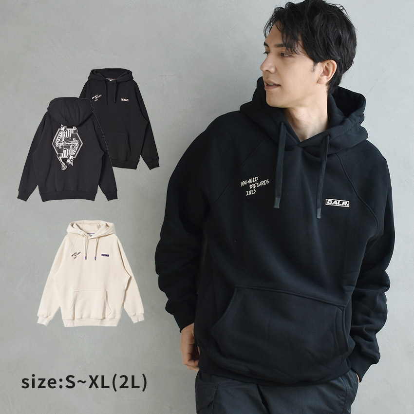 THE CLUB BOX FIT HOODIE B1261.1130 メンズ ウエア フーディ プルオーバー トップス 長袖 ロゴ バックプリント ポケット ブランド カジュアル