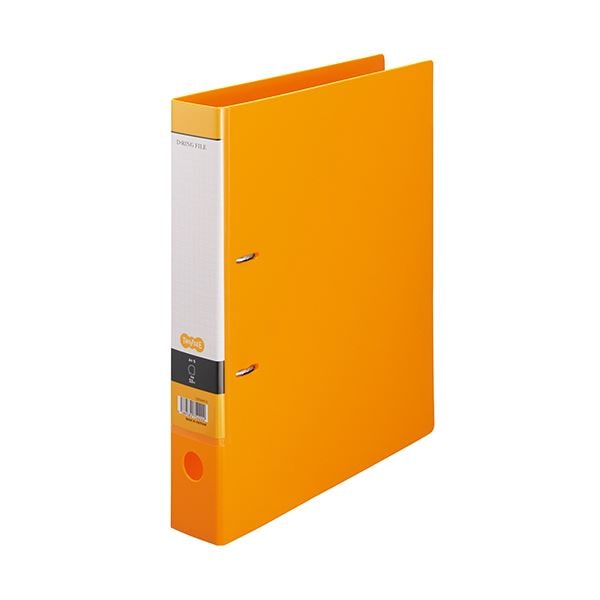 （まとめ）TANOSEE DリングファイルA4タテ 2穴 350枚収容 背幅53mm オレンジ 1セット(10冊) (×2セット)