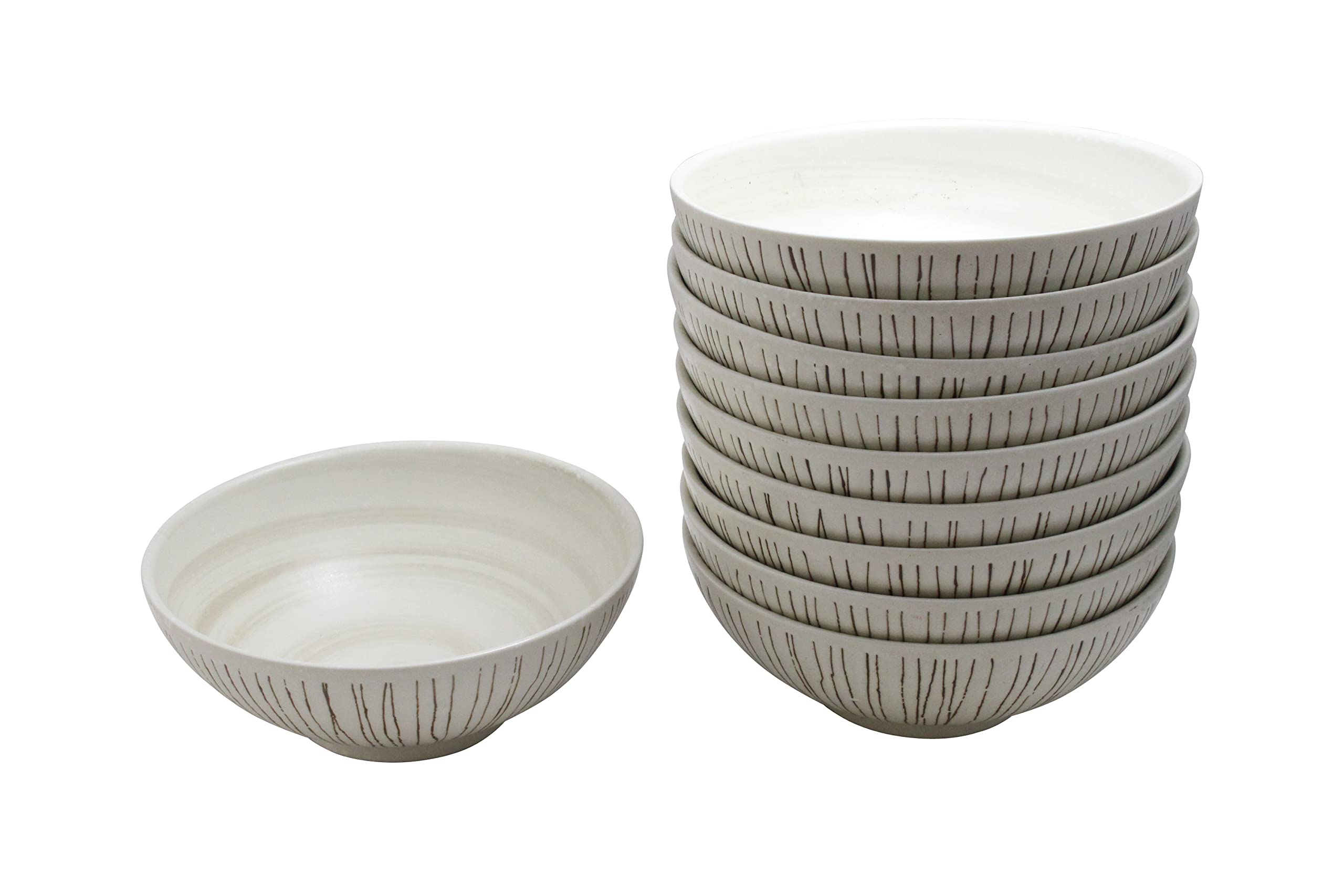 キャッスルエンタープライズ 彫十草白 【麺鉢 21.4】お得な10枚セット ラーメン お好み丼 かきこみ 多用 京丼 定食屋 うどん 蕎麦 どんぶり 丼 美濃焼 国産