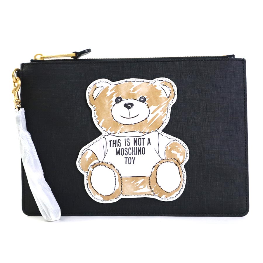 モスキーノ MOSCHINO クラッチバッグ レザー ブラック レディース r9682k