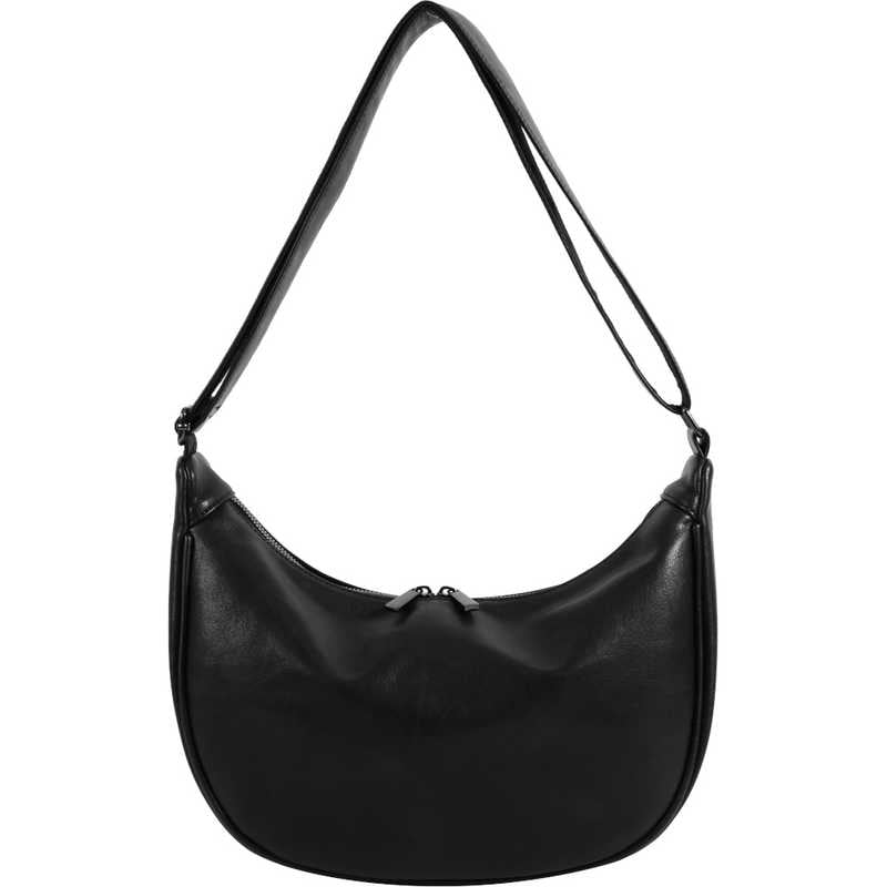 FULCRO　ショルダーバッグ カジュアルバッグ A5サイズ収納 フェイクレザー ブラック　fca-1001-BK