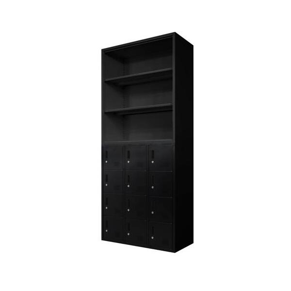 法人限定 Netforce FH-N12-2-W-BK ブラック FACILE 書庫 2台セット オープン書庫 12人用ロッカー 鍵付き スチール製 メーカー直送