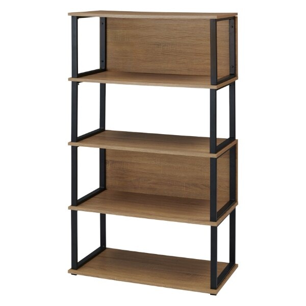 オープンシェルフ 4段 スチールフレーム オフィス収納 幅90cm