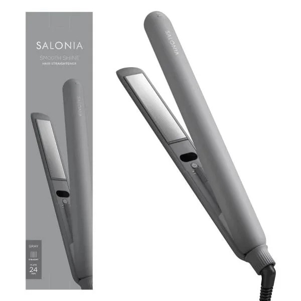 サロニア ヘアアイロン 24mm ストレートヘアアイロン スムースシャイン SAL23105GR グレー SALONIA