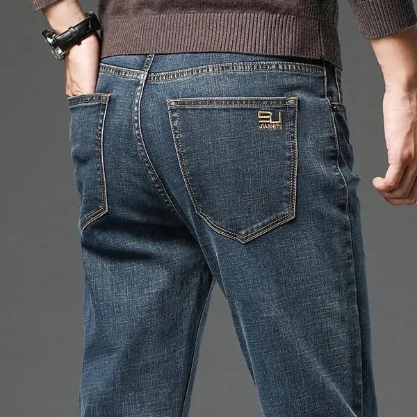 2023 Fall New Mens Cotton Stretch Slim Jeans Straight Version Business Fashion Denim Pants Vintage B