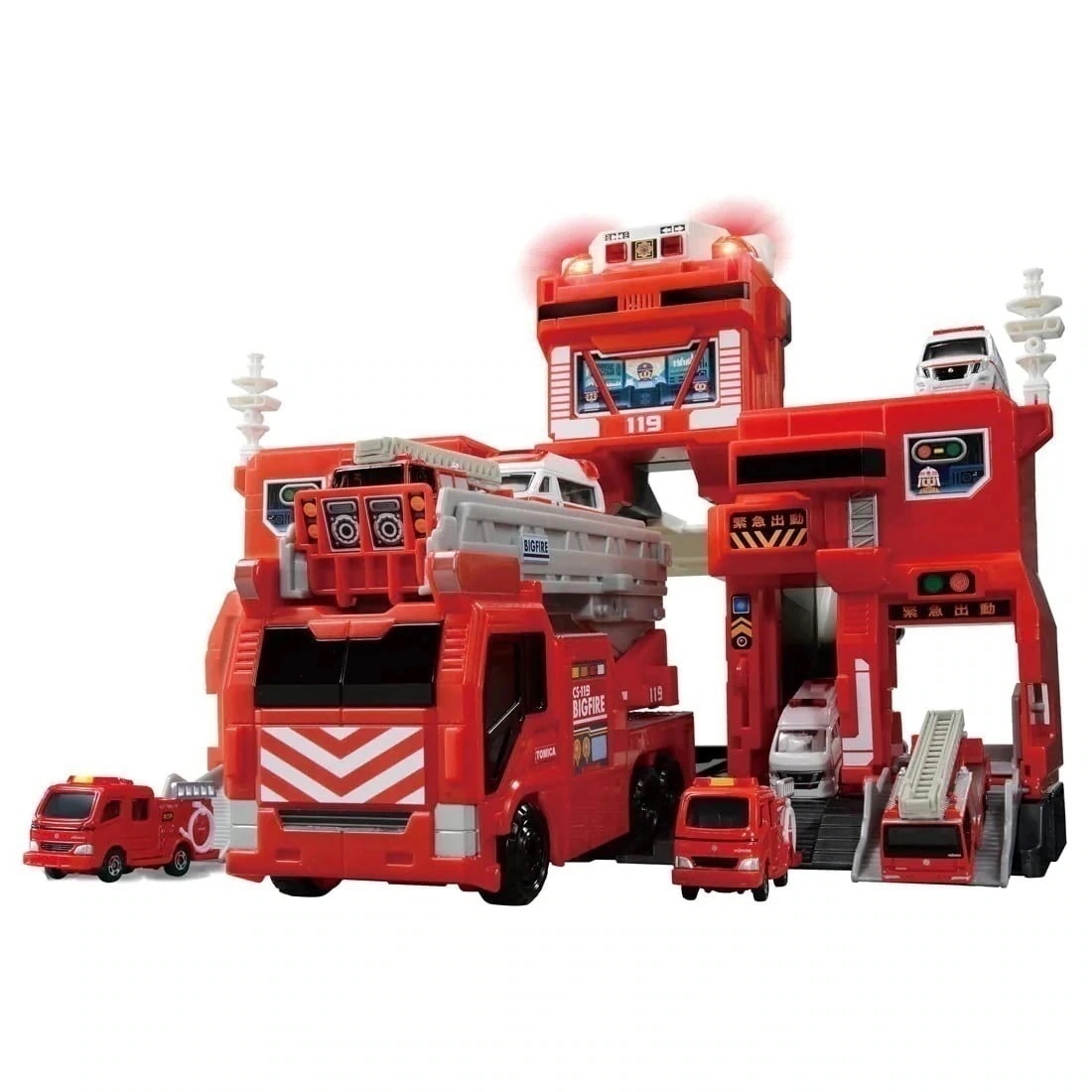 『 トミカ 変形出動 ! ビッグファイヤー & コマンドステーション 』 ミニカー 車 おもちゃ 男子用 3歳以上 玩具安全基準合格 STマーク認証 TOMIC