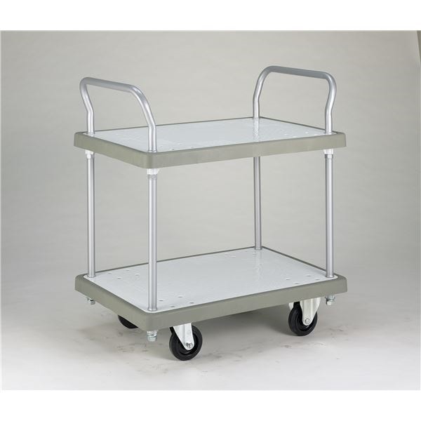 バンパーキャリー/台車 [大 2段式両袖 5インチ ゴム車] 自在x2 固定x2 ストーンホワイト