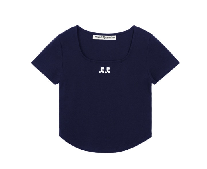 [韓国の人気商品] RR SQUARE NECK TOP_NAVY