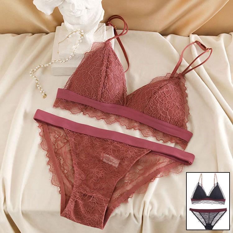 ブラジャー ショーツセット 女性下着 上下セット 3/4カップ ノンワイヤー ノンパッド 総レース　育乳ブラ バストアップ