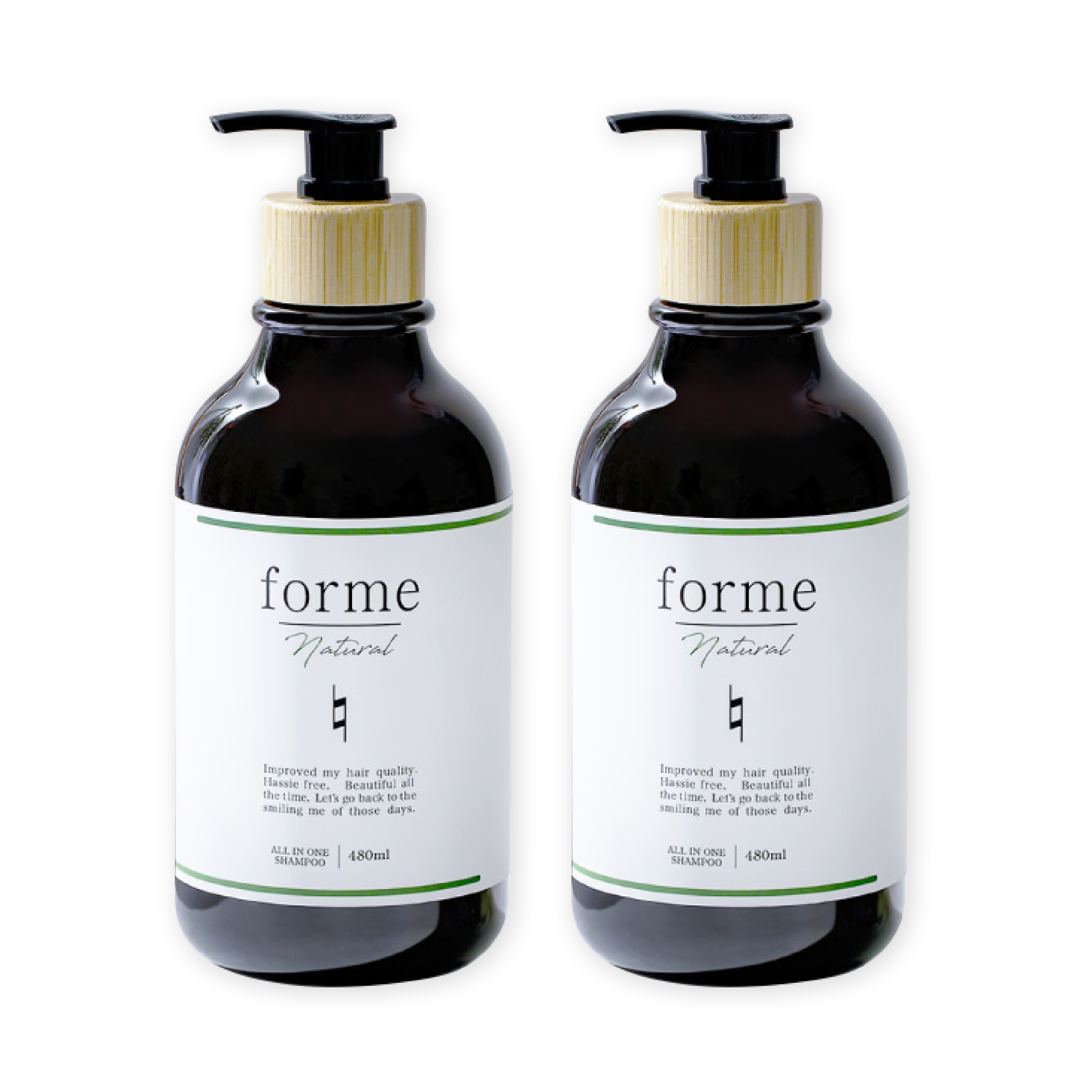 フォルム ナチュラルリペアシャンプー モイスト【２本セット】超時短！１本９役　オールインワンシャンプー　こだわりの高級成分たっぷり配合！480ml×２本