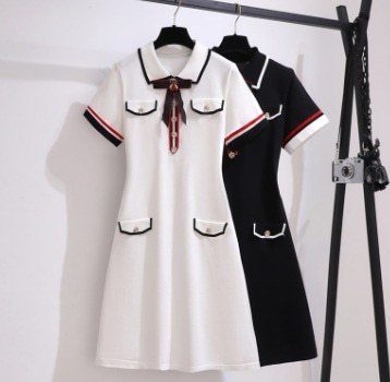 学生風 個性的 サイズ豊富 ワンピース 膝上 袖あり 半袖 Vネック 襟付き セミフレア ボタン リネン かわいい 可愛い おしゃれ お洒落 レトロ 可愛い 女子 こなれ感 ラブリー