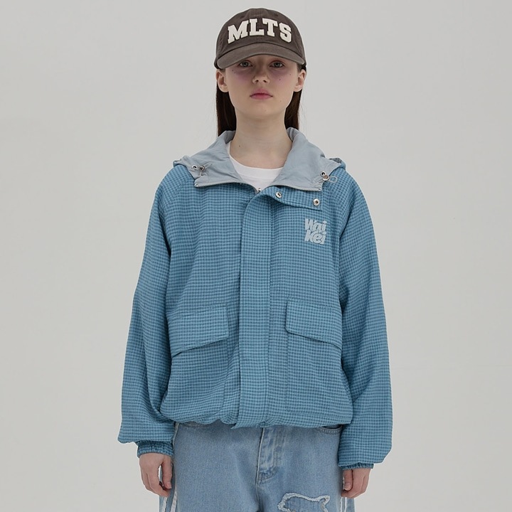 Reversible Check ウィンドブレーカー ジャンパー BLUE
