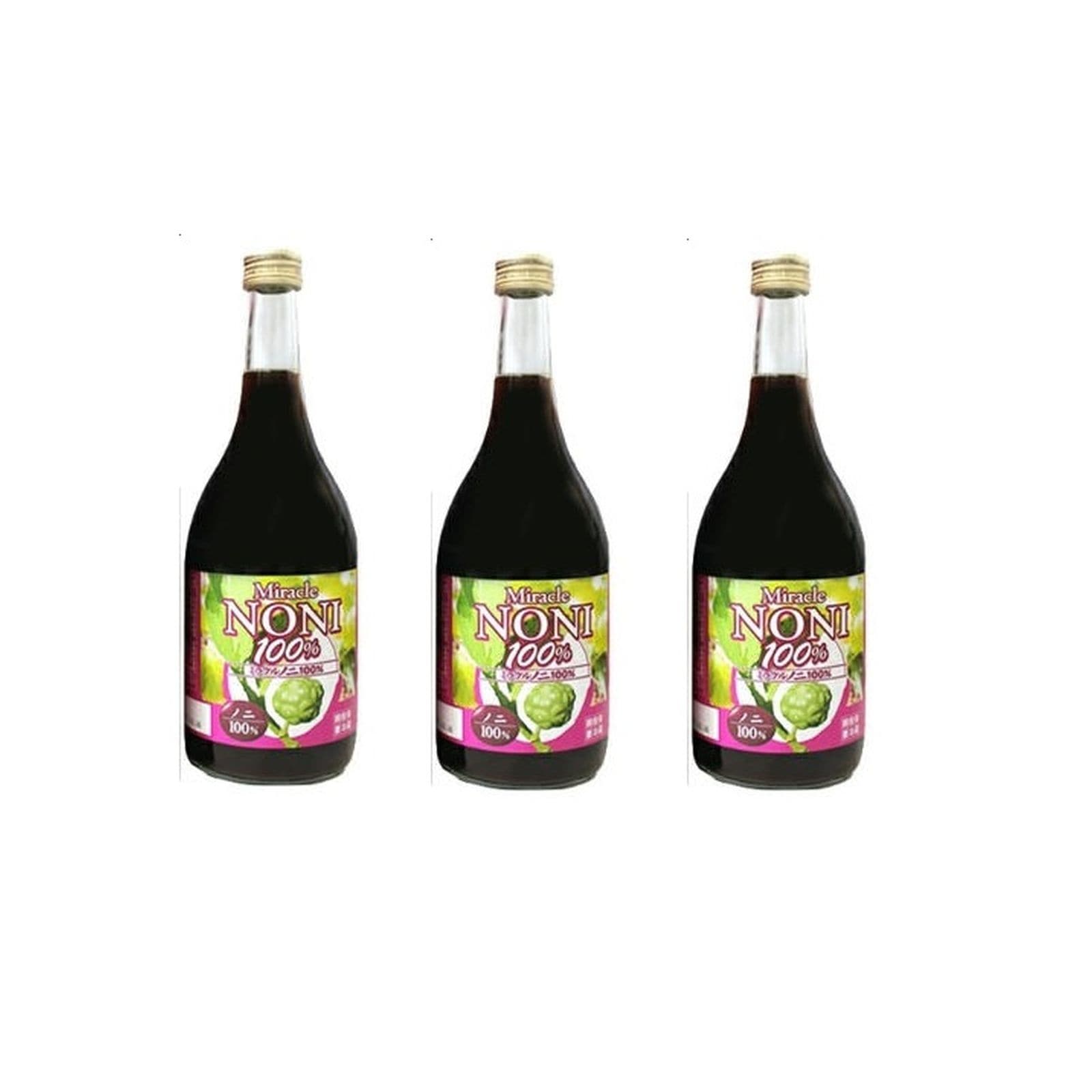 仲善 ミラクルノニ 100% 720ml×3個 ノニジュース スコポレチン 野生種 無農薬
