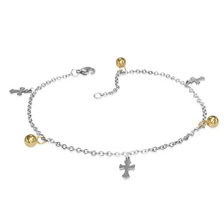 シャイニングクロスゴールドアンクレット 揺れる チャーム 十字架 ロザリオ 足首 女性 アクセサリー