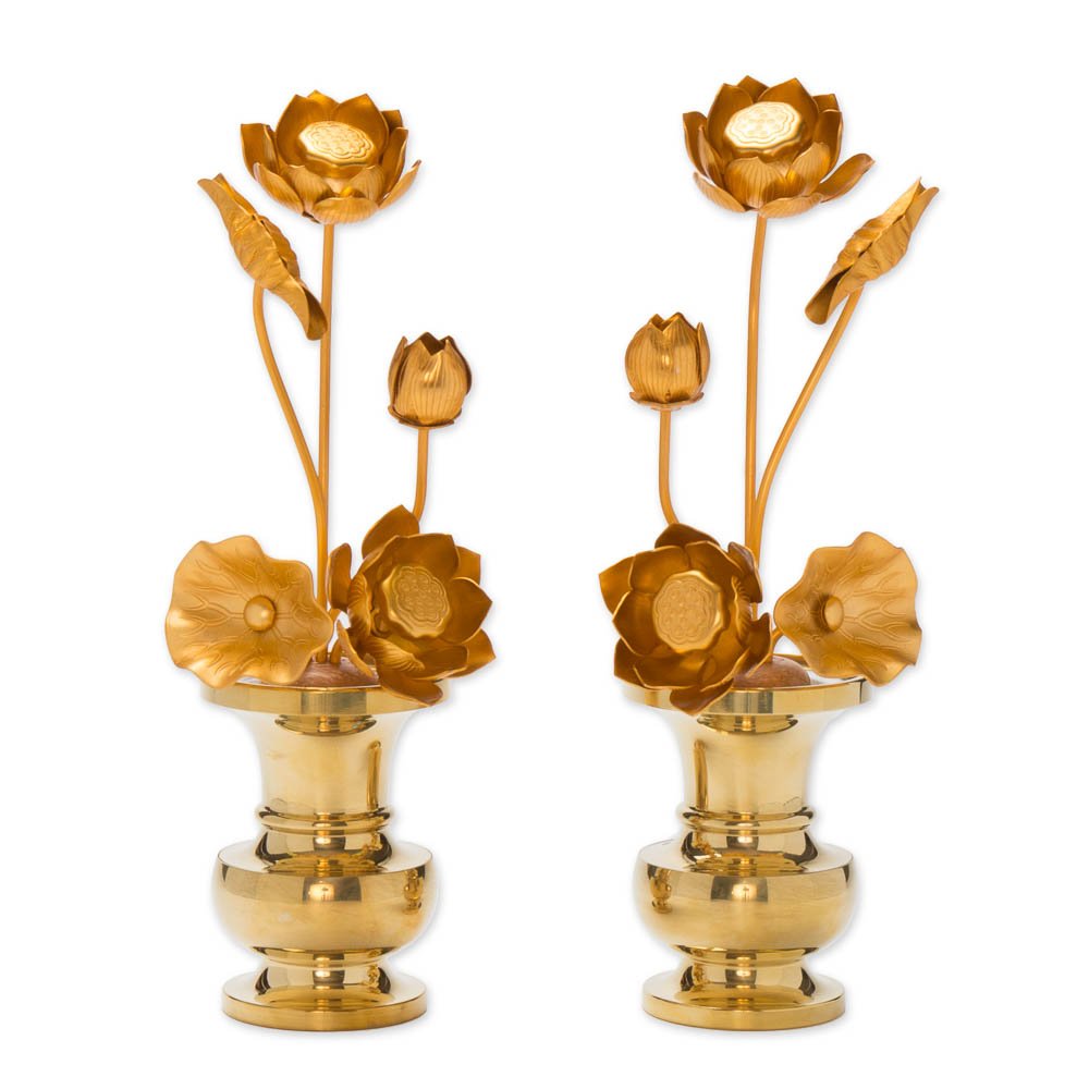 仏具・アルミ常花 消金色 5本立 4号 花立用（金色花立セット）