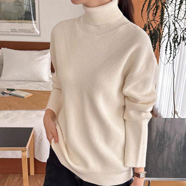 Hスタイル(KN)カシリーマタートルネックポロニットティー 冬ニットティー カシミヤ 半ポロティー セーター タートルネック