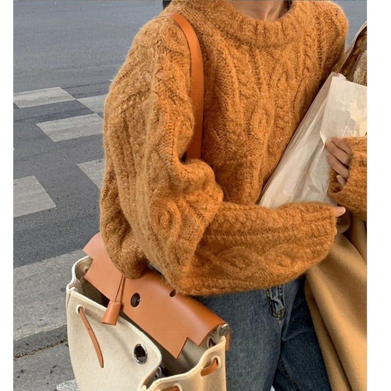 セーター プルオーバーデザイン ニットカーディガン ハイネック レトロツイスト ショート ゆったり アンダーウェア 怠惰風 カジュアル 秋冬 レディース 着痩せ ウォーム 厚手 韓国ファッション