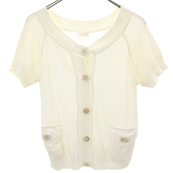 半袖 ニット カーディガン ホワイト ROMA レディース