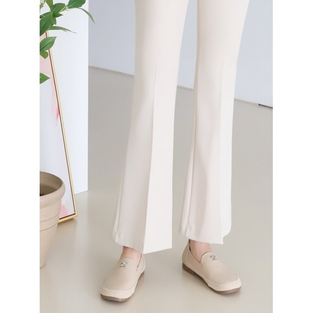 (ニーナスパリ) ステッチラウンドレザーローファー