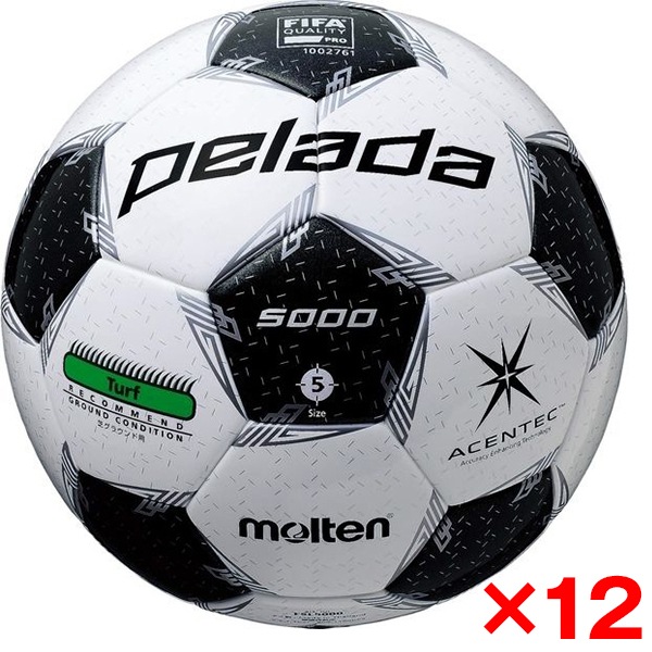 12個セット サッカーボール 5号球 ペレーダ5000 検定球 芝用 スノーホワイト×メタリックブラック F5L5000 46,800円