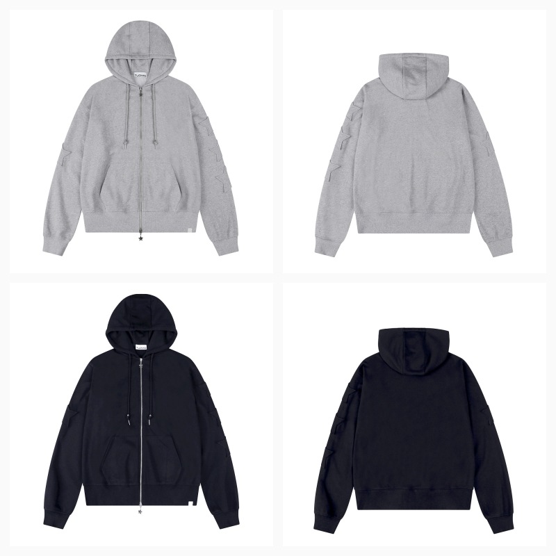 【TUOMIO】STAR PATCH HOOD ZIP-UP : 2COLORS