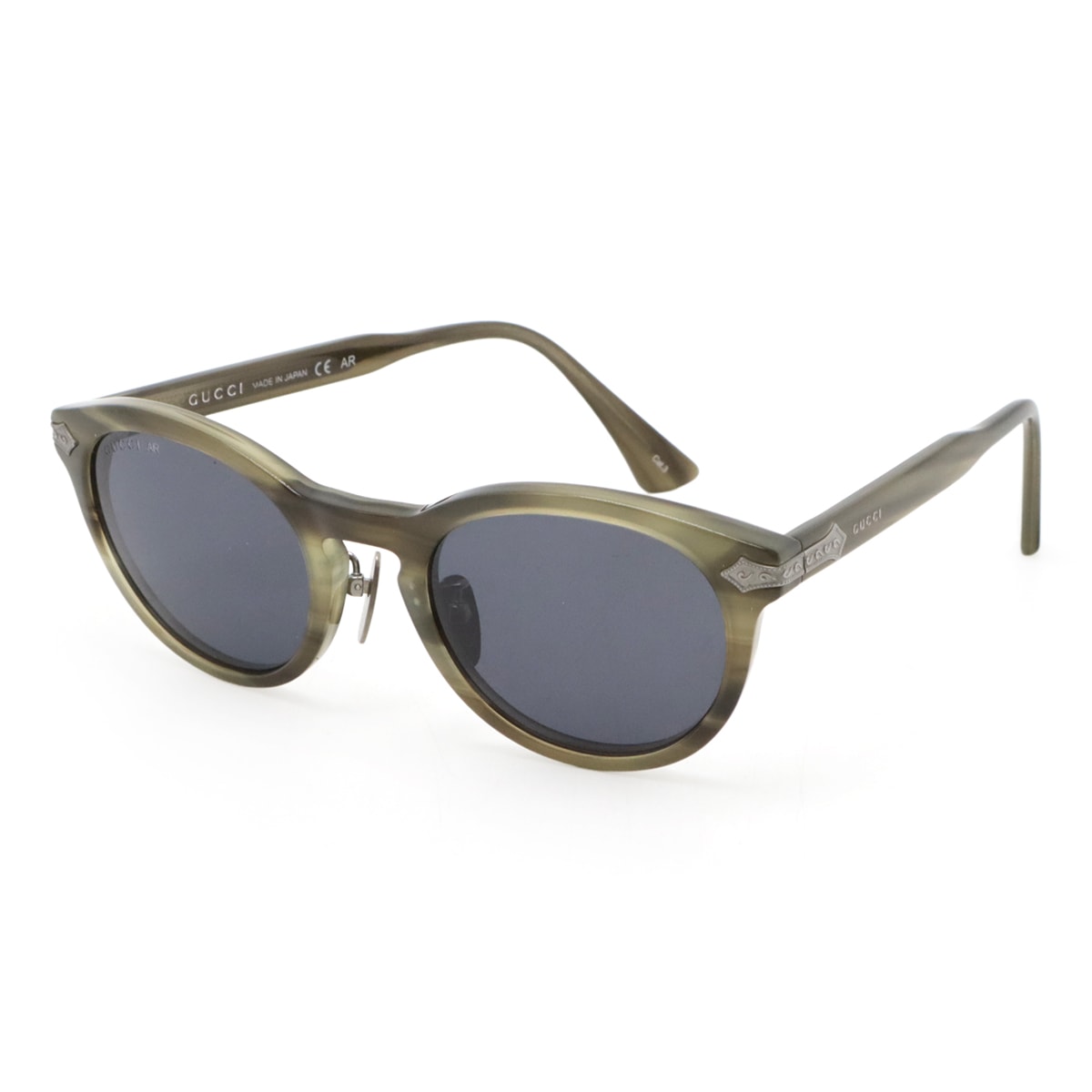 サングラス アイウェア ボストンシェイプ スモークレンズ カーキ系マーブル シルバー金具 GG0071 13,350円