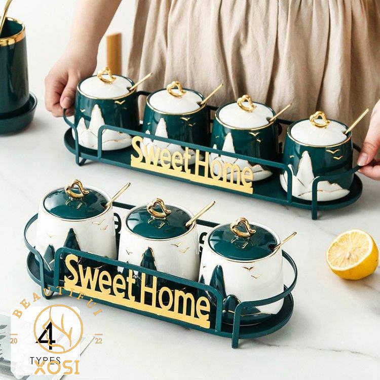 調味料入れ 台所 キッチン 調味料ラック 砂糖 塩 小麦粉 収納 ポット ラック スパイスボトル 調味料ボトル 調味料容器 調味料ケース ラグジュアリー[25]2903