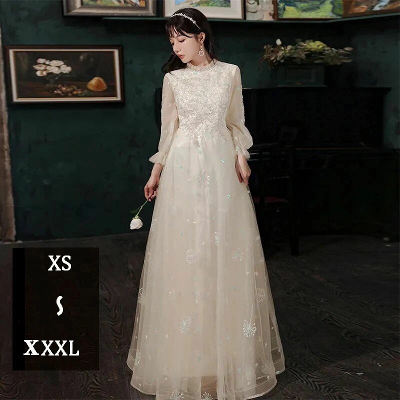 結婚式ドレス 花嫁 二次会ドレス カラードレス 大人 ピアノ 発表会 可愛い お呼ばれドレス ロングドレス パーティードレス シャンパン色 格安 イブニングドレス 大きいサイズ 刺繍 キラキラドレス