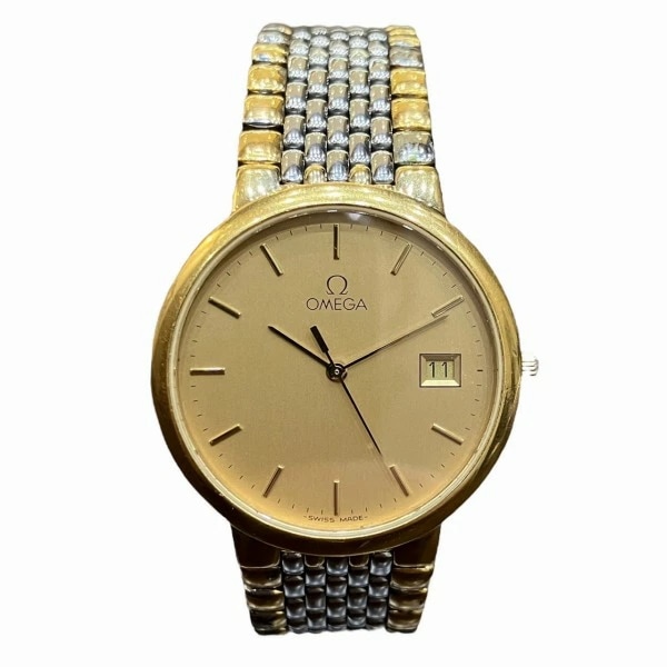 オメガ デビル クォーツ コンビ 時計 腕時計 メンズ