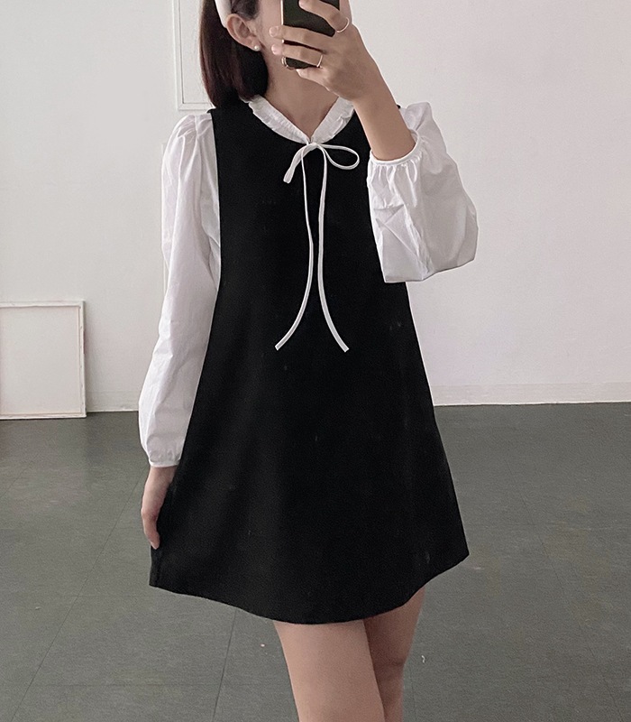 ノースリーブレイヤードミニワンピース