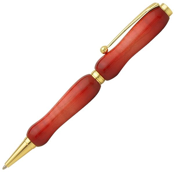 日本製 Air Brush Wood Pen キャンディカラー ボールペン（ギター塗装）クロスタイプ/芯：0.7mmRed/カーリーメイプル
